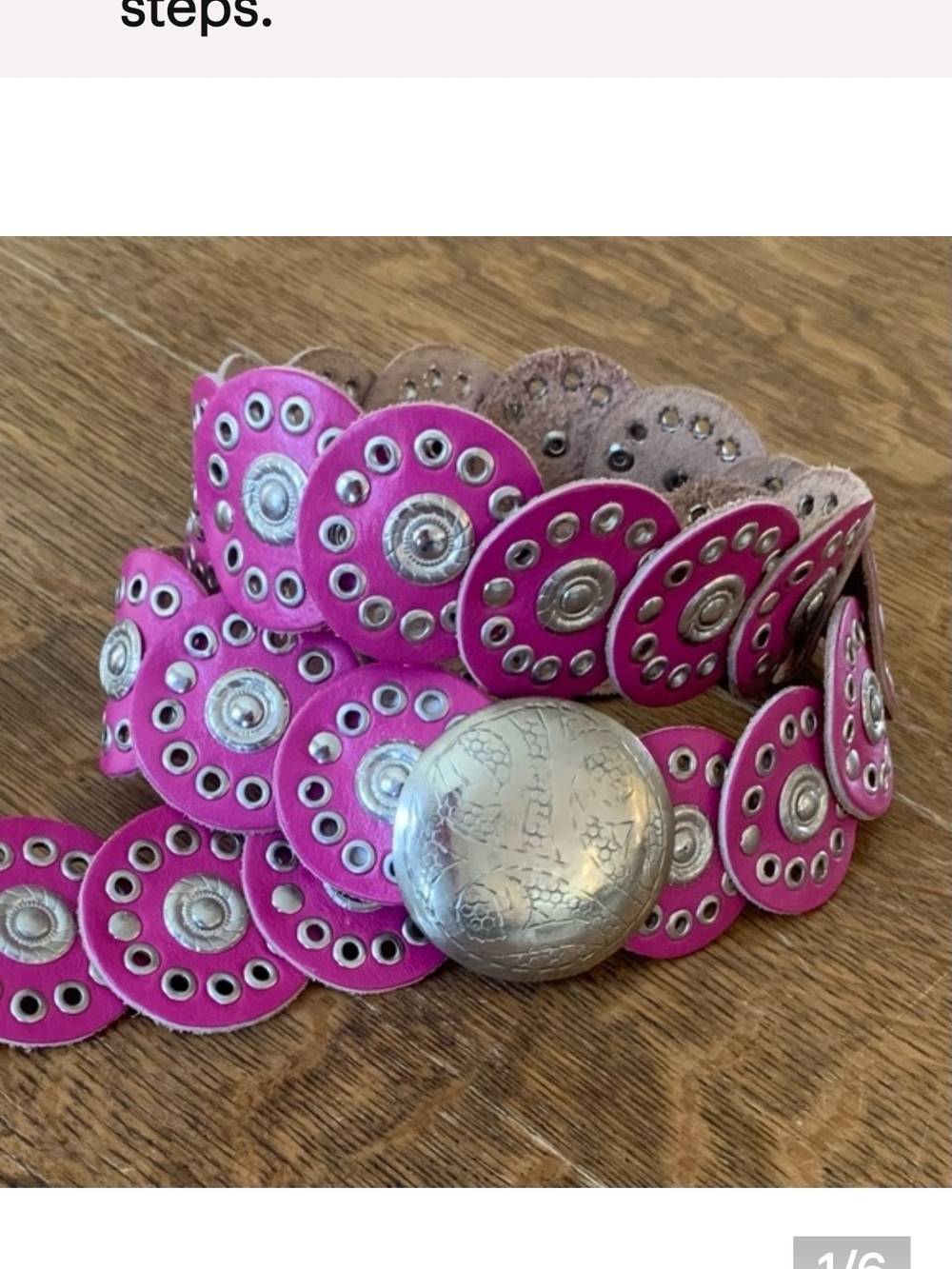 Free People Fushia Pink Leather  Concho Belt w/ Silver Buckle! Sz M/L  NWT!